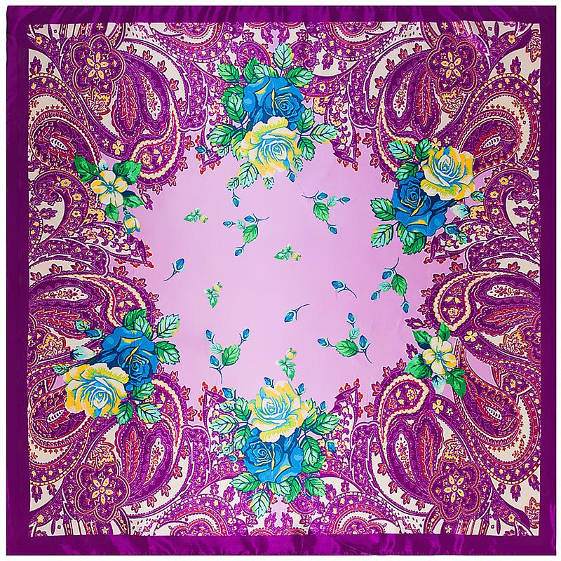 Scarves 90x90cm Bohemian Cashew Nuts Printed Imitation Silk Scarf Women Fashion NeckerChief Bandana Square Muslim Headscarf Gift