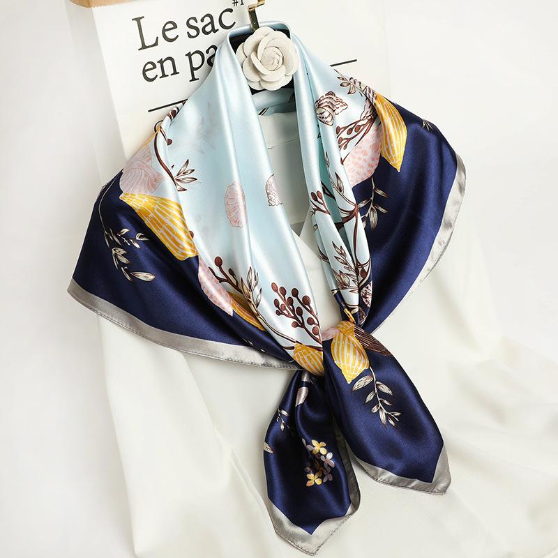 Scarves Design Print Silk Square Scarf Women Foulard Lady Shawl Wrap Neckerchief Pashmina Bandana Bag Fashion Hijab 2021
