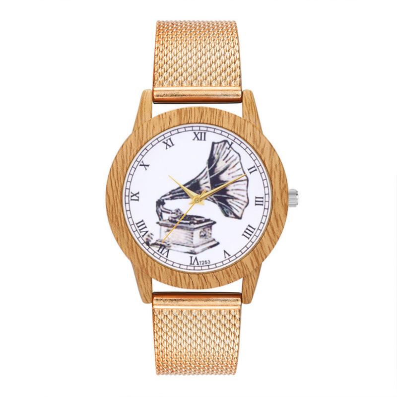 Wristwatches Fashion Nature Wooden Grain Leisure Retro Dial Silicone Strap Quartz WristWatch Ladies Bracelet Watch Relogio Feminino