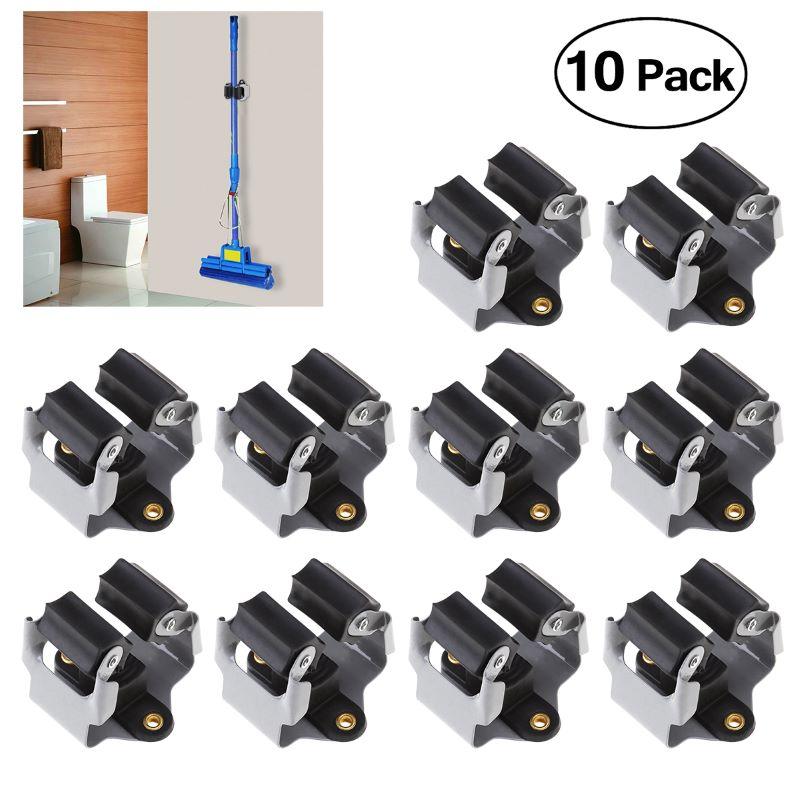 10PCS Broom Hanger Mop Organizer Handle Clip Wall Mounted Garden Storage Rack with Screws