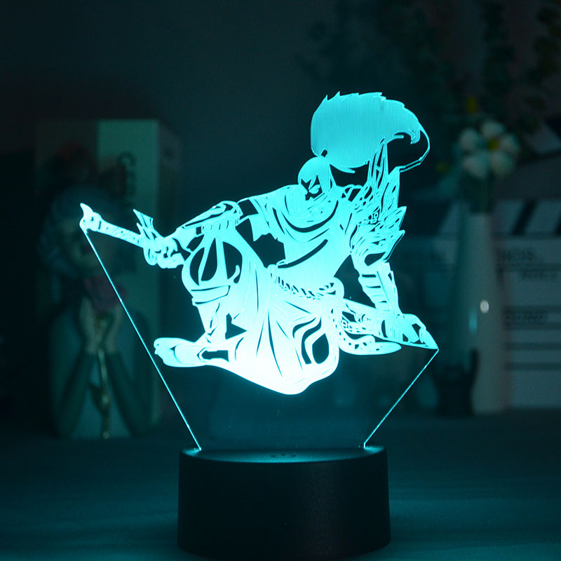 Anime 3D Night Light Plug In Acrylic LED Desk Lamp League of Legends Nightlight Room Decoration Teenager Gift Bluetooth Speaker