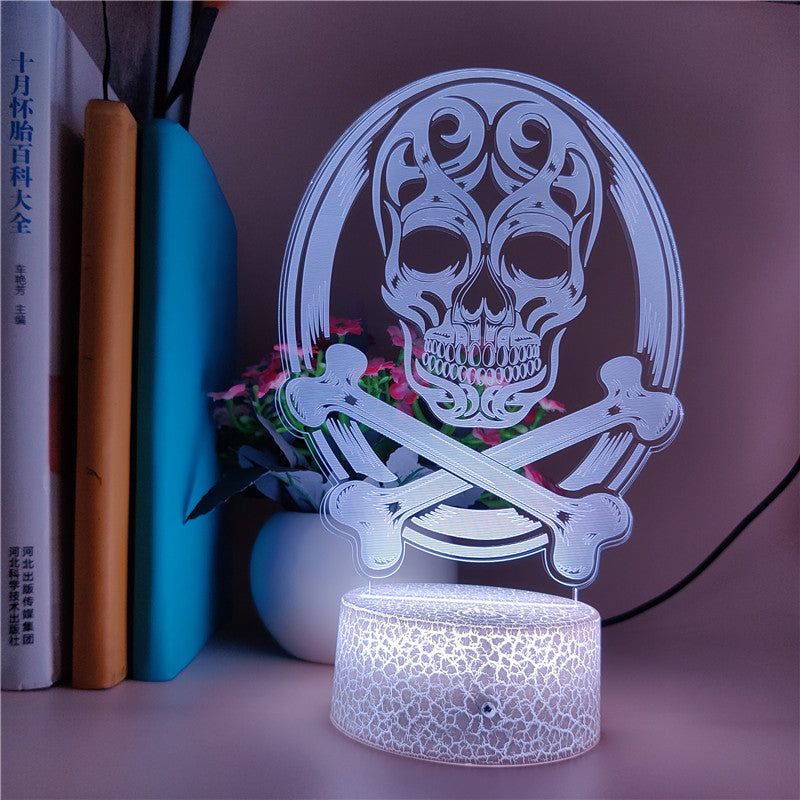 Atmosphere Night Light Touch Sensor 3D Illusion Nightlight LED Acrylic Lamp Desk Skull Color Changing Party Decor Halloween Gift