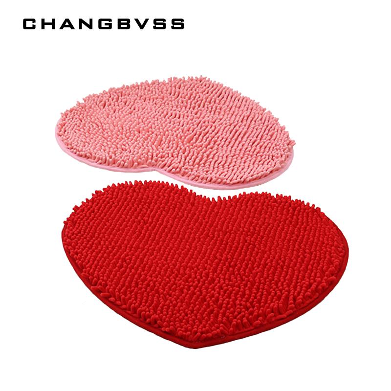 1 piece of home decoration fluffy love heart shape non-slip bath mat carpet set 7 colors