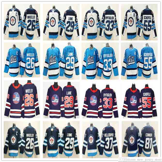 96 Winnipeg Jets 2019 Heritage Classic Hockey 26 Blake Wheeler 29 Patrik Laine 33 Dustin 37 Hellebuyck 55 Mark Scheifele 81 Kyle Connor Jersey