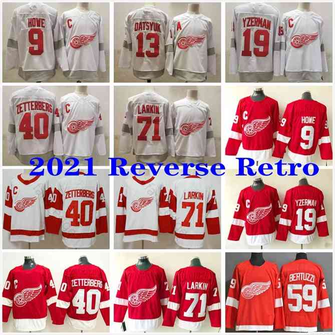 96 2021 Reverse Retro White Detroit Red Wings 9 Gordie Howe 71 Dylan Larkin 59 Tyler Bertuzzi 13 Pavel Datsyuk 19 Steve Yzerman Hockey Jerseys