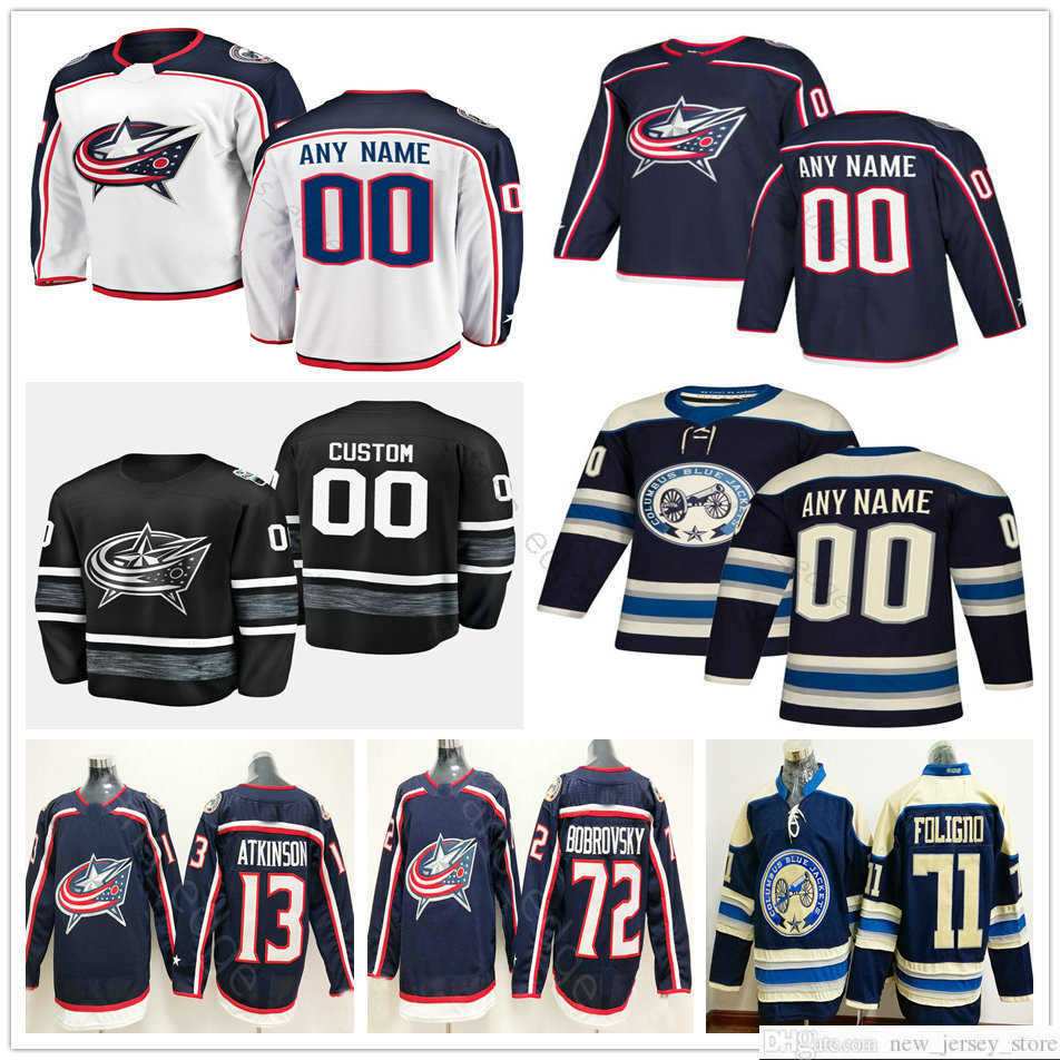 Custom Men Women Kids Columbus Blue Jackets Hockey Jerseys 18 Pierre-Luc Dubois 70 Joonas Korpisalo 58 David Savard 28 Oliver Bjorkstrand