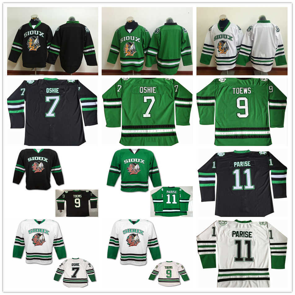 North Dakota Fighting Sioux College Hockey Jerseys 9 Jonathan Toews 11 Zach Parise 7 T.J. Oshie University Mens Stitched Jersey