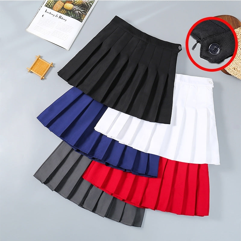 Skirts White Tennis Women 2021 High Waist Plus Size Kawaii Button Gray Black Mini Pleated Summer Girls Clothes GD5A