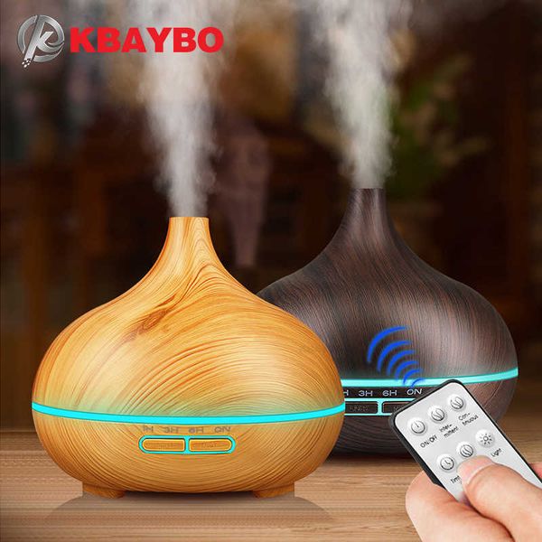 KBAYBO 300ml Air Humidifier wood grain Essential Oil Diffuser Aromatherapy diffusers with remote control Mist Maker for Home 210724