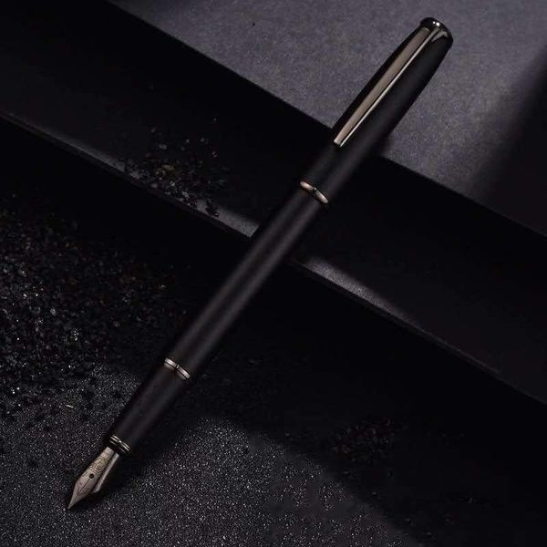 Fountain Pens Picasso Pimio Pen Black Metal Ink Titanium EF-Fine-Bent Nib Stationery Office School Supplies Gift