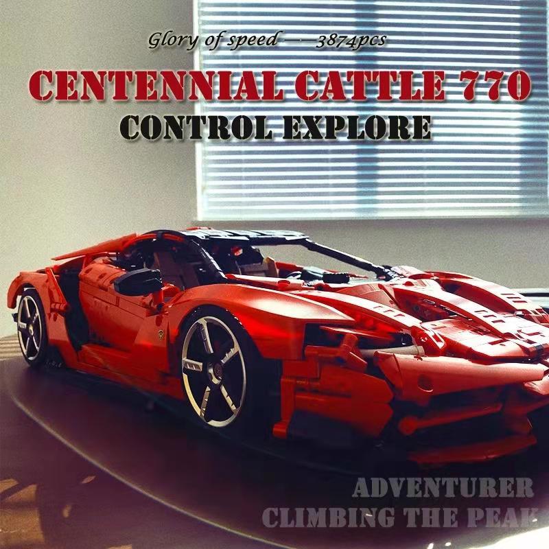 Red Lamborghining Centenario 1:8 Hypercar Model Building Blocks Super Racing Sport Car 3874PCS K1-1B Bricks C61042 20001 20086 Birthday Toys Christm