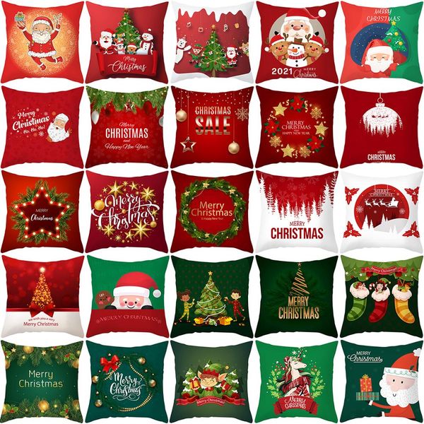 Pillowcase 45X45Cm Christmas Cushion Cover Merry Christmas 2021 Decoration For Home Noel Natal Navidad New Year 2022