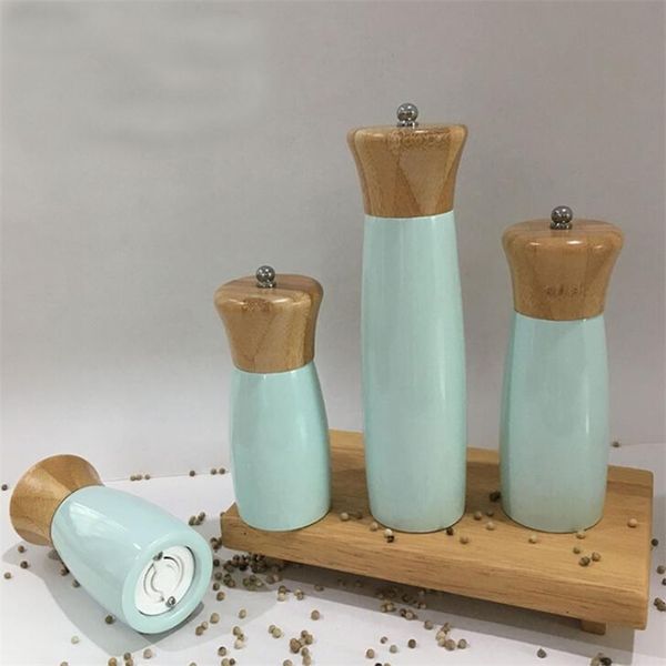 Manual pepper grinder mill,Bamboo Wood, Body Spray Light Green Color 210611