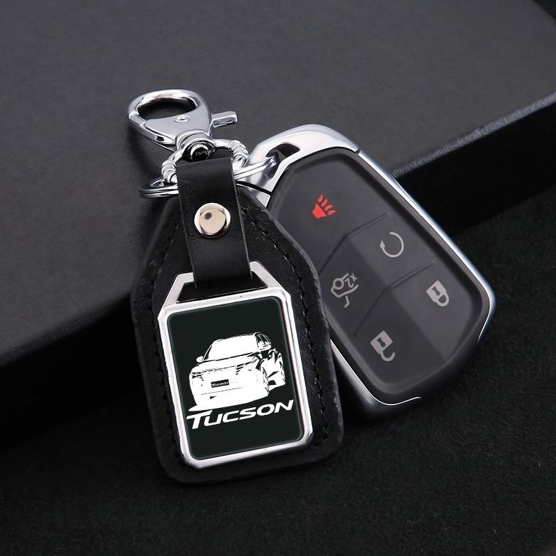 Keychains For Hyundai Tucson 2021 Car Accessories Creative Mirror Leather Metal Keychain Keyring