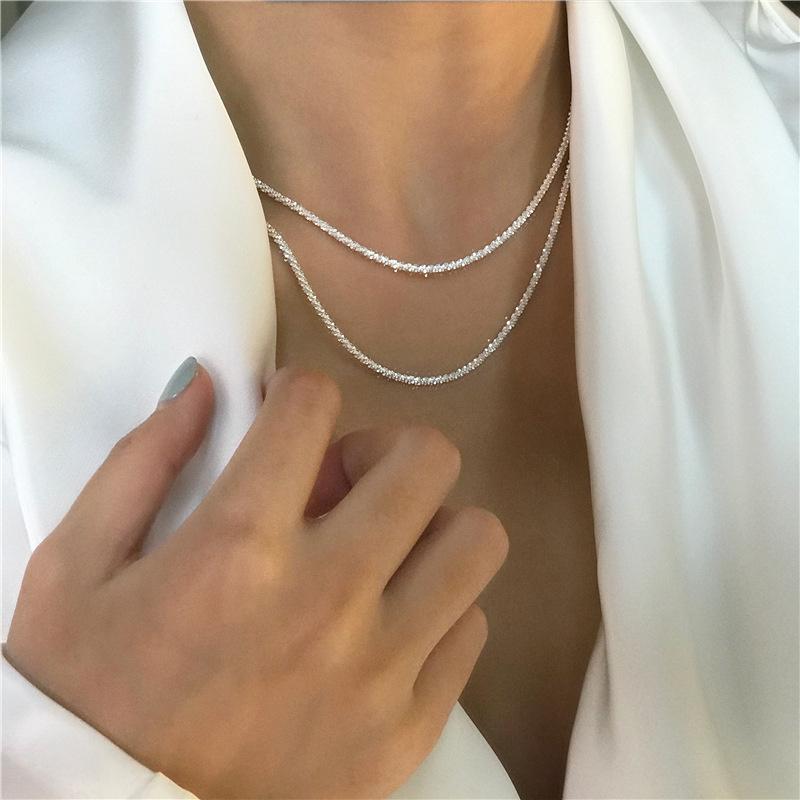 Chokers 925 Sterling Silver Sparkling Clavicle Chain Choker Necklace For Women Fine Jewelry Wedding Party Birthday Gift