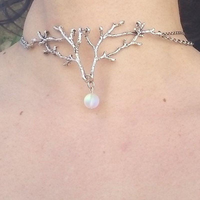 Chokers Deer Antlers Choker Necklace Silver Branch Choker, Elven Necklace,