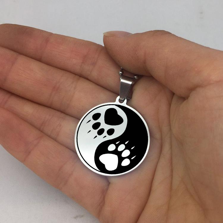 Pendant Necklaces Footprints Necklace Yin Yang Stainless Steel Disc Choker Long Beads Chain Jewelry For You YP6710