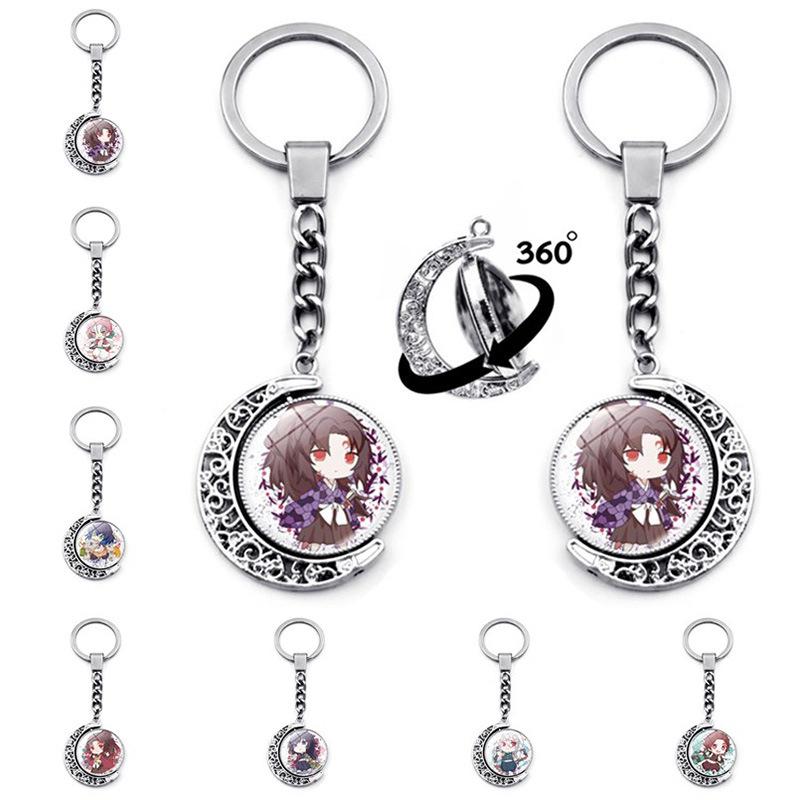 Keychains Fashion Charm Demon Slayer Keychain Kitchen Gate Tanjiro Animation Peripheral 360 Degree RotationPendant Decoration