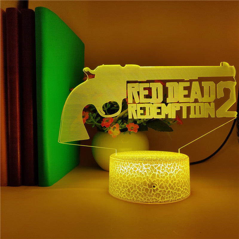 3D Desk Lamp RGB Gun Night Light LED Red Dead Redemption Nightlight APP Control Club Gaming Room Decoration Teenagers Fans Gift