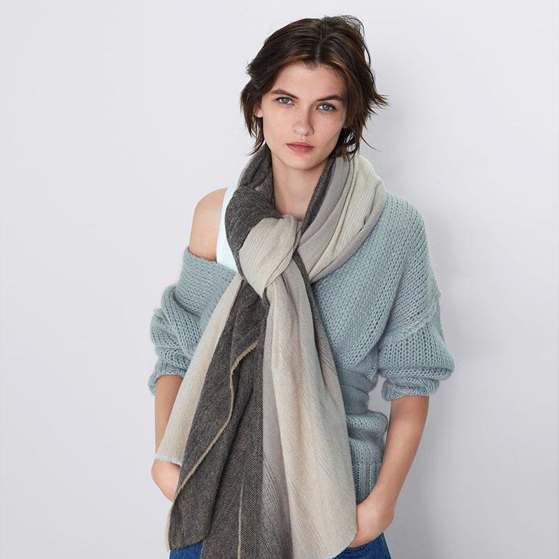 Scarves Winter 2021 European Style Z Home Imitation Cashmere Color Matching Gradual Change Women&#039;s Scarf,Extra Warm Shawl