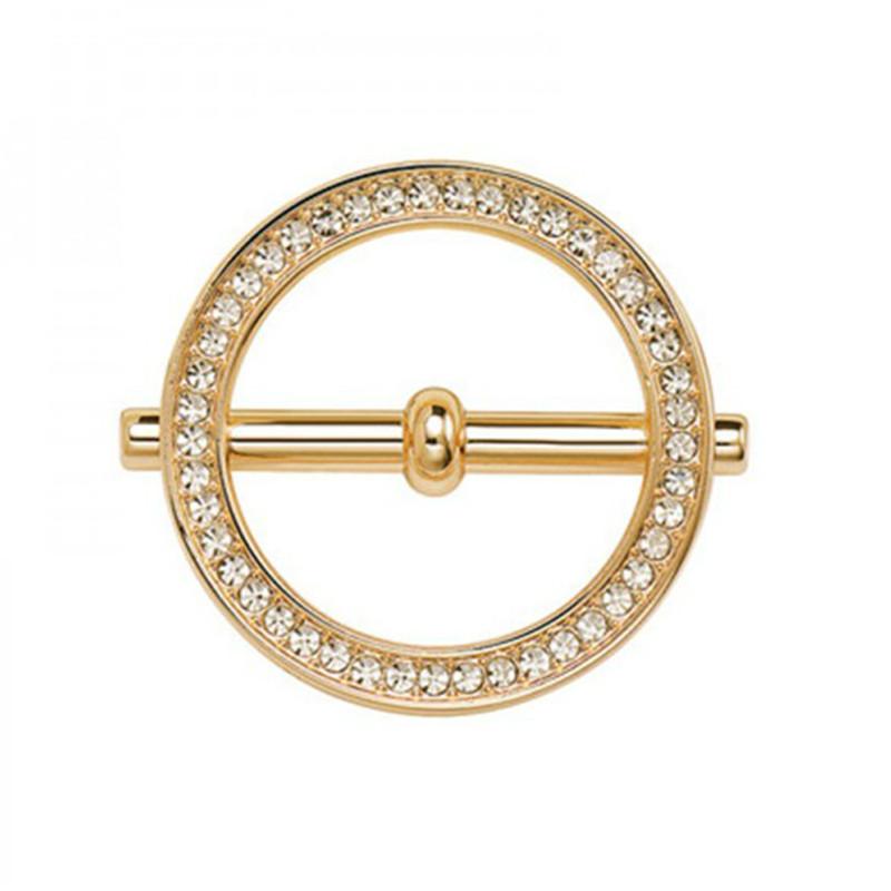 Pins, Brooches Round Brooch Shawl Scarf Buckle Pins Scarves Fastener Crystal For Women Clothing Jewelry Accessories Gift