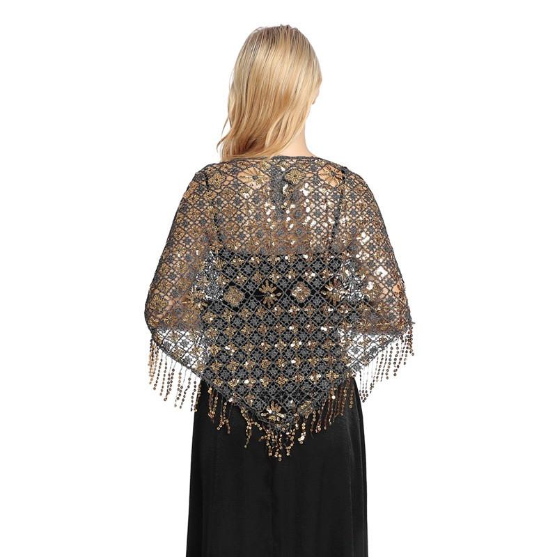 Scarves Bridal Bridesmaid Wedding Shawl Sequins Evening Dresses Women Tassels Party Triangle Shawls And Wraps Foulard Femme
