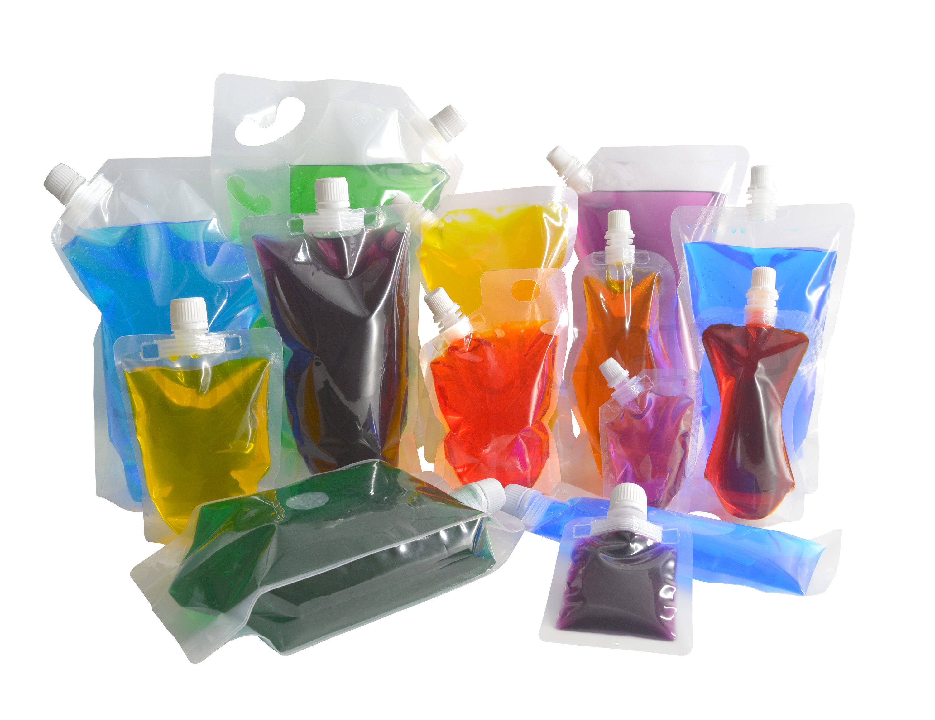 100 pcs Full Transparent Plastic Spout Pouch Juice Pouch,Wine Flask Pouch BPA Free Food Materials Storage Bags 30 ml-500 ml