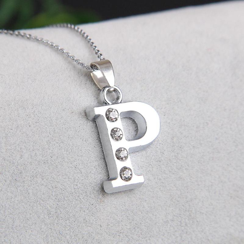 Pendant Necklaces Letter P Glittering And Charming Crystal Initials Necklace For Mother Daughter Sister Aunt Birthday Gifts
