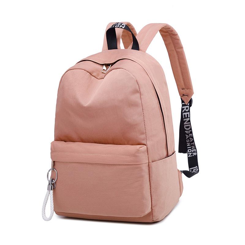 School Bags Solid Color Backpack Girl Schoolbag College Style High Student Nylon Printing Travel Notebook Bag