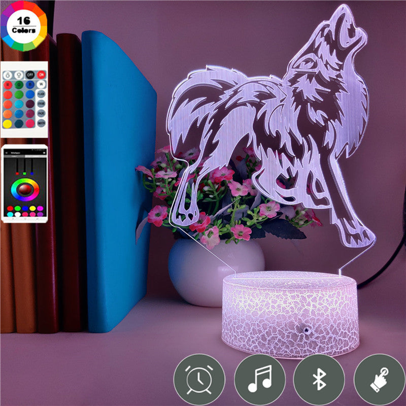 Animal Night Light LED RGB Color 3D Desk Lamp Wolf Nightlight Atmosphere Club Party Decoration Teenagers Kids Gift APP Control