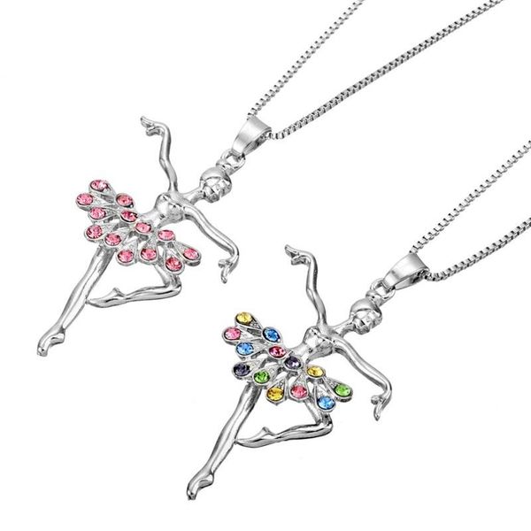 Pendant Necklaces Fashion Cute Crystal Rhinestone Little Girl Dancer Ballet Recital Ballerina Dance Jewelry Teen Gift