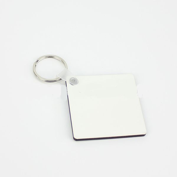 Sublimation Keychain Party Favor MDF Square Wooden Pendant Thermal Transfer Double-sided Key Ring White DIY Gift 60*40*3mm A03