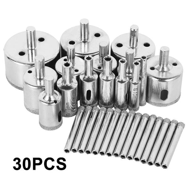 Professional Drill Bits 30pcs Dia Coated Bit Set Tile Marble Glass Ceramic Hole Saw Drilg For Power Tools 6mm-50mm
