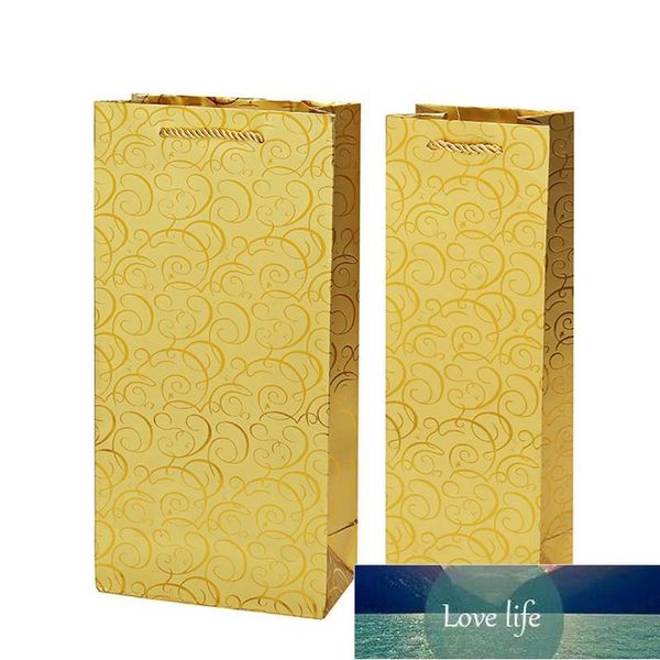 Gift Wrap 100pcs-lot Luxury Gold Red Wine Paper Handbag Bottle Carrier Bag Double Foil Factory price expert design Quality Latest Style Orig
