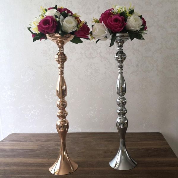 Candle Holders 60 CM-24&quot; Metal Candlestick Flower Vase Table Centerpiece Event Rack Floor Road Lead Wedding Decor