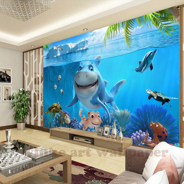 Custom 3D Mural Wallpaper children Room wall covering Wall paper 3d stereo sea world 3D kid Photo Wallpaper Home Decor