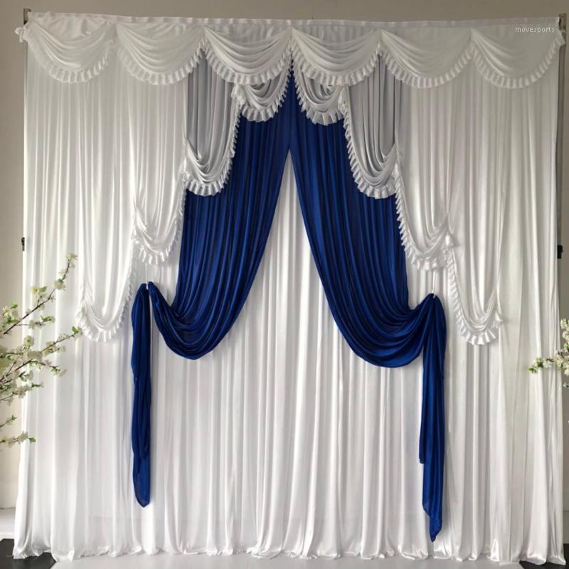 3mHx3mW Ice Silk White Curtain Swag Royal Blue Drape Backdrop Wedding Party Decoration1