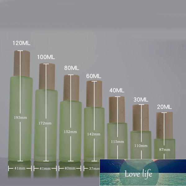 Storage Bottles & Jars Spray Green-Blue 20ml Frosted Glass Lotion Bottle With Wood Grain Cap1