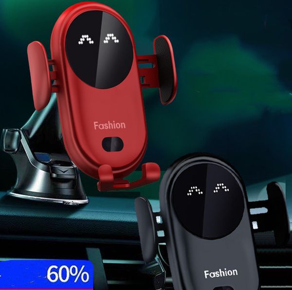 Top Quality S11 Smart Infrared Sensor Wireless Charger Automatic Car Mobile Phone Holder Base Chargers with Suction Cup Mount for iPhone12 1