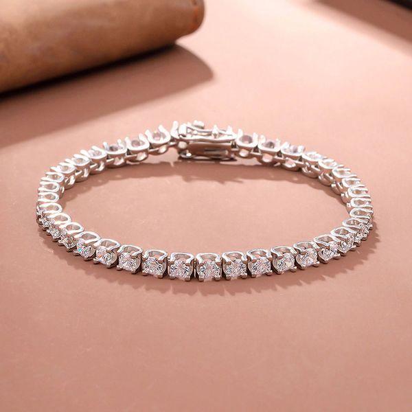 Pure Silver Of 15-18CM Tennis Bracelet Jewelry Pave Setting 4mm 5A CZ Eternal Gift For Wife Stunning Real 925 Fine Jewellery