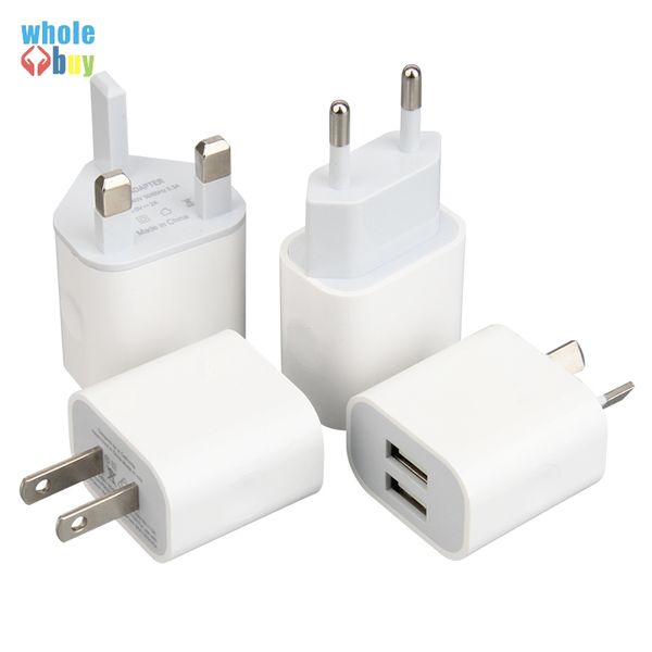 Dual USB Charger Universal Mini adapter for mobile phone tablet 2 port US&EU&UK&AU Wall Charger Phone Chargers 5V-2A wholesales 100pcs-lot
