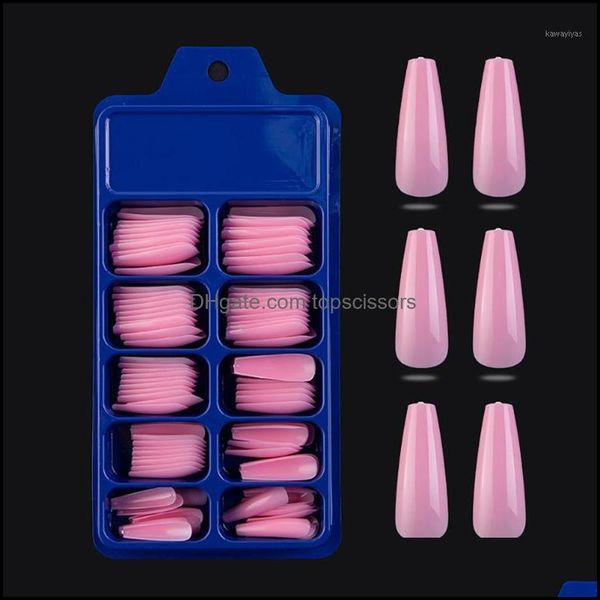 Salon Health & Beauty100Pcs-Box Acrylic Candy Color Full Er False Nail Tips Long Coffin Fake Nails Extension Diy Art Tool1 Drop Delivery 202