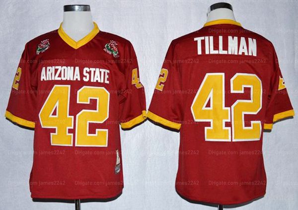 Vintage 1997 Rose Bowl College Football Jersey Sun Devis ASU Pat Tillman 42 Maroon Mens Stitched Top Quality Shirts