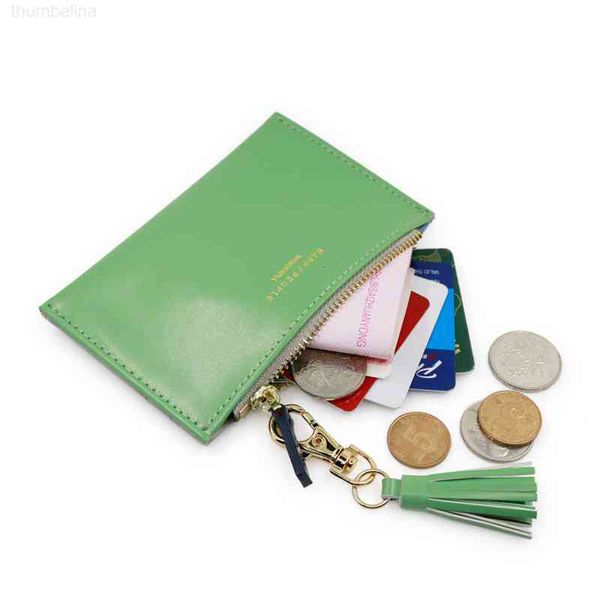 Wallet Korean Short Women&#039;s Purse Tassel Solid Pu Leather Contrast Candy Color Card Bag Zero