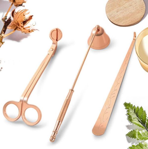 3pcs-set 3 in 1 Stainless Steel Candle Scissor Desk Accessories Trimmer Cutter Scissors Bell Snuffer Wick Dipper for Lover