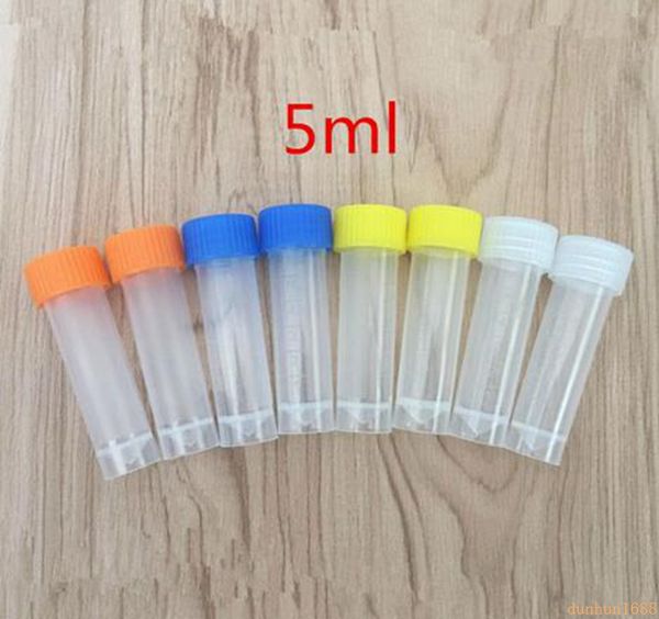 2000pcs 5ml Plastic Frozen Test Tubes Vial Screw Seal Cap Pack Container with Silicone Gasket Cosmetic Tube