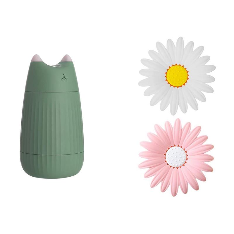 Humidifiers HAEGER 1Set 200ML USB Cute Portable Cool Mist Humidifier &amp; 2 PCS Daisy Flower Soap Box Double-Layer Drain Holder