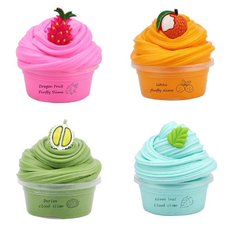 Keychains 4Pcs-Set Magic Clay Colorful Plasticine For Children Anti Stress Mud Kids Toys Charms Cotton Fluffy Polymer Supplies Accessories