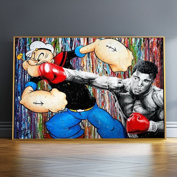 Paintings Modern graffiti art boxing match art decoration HD quality kindergarten s children room picture room poster canvas painting H25011