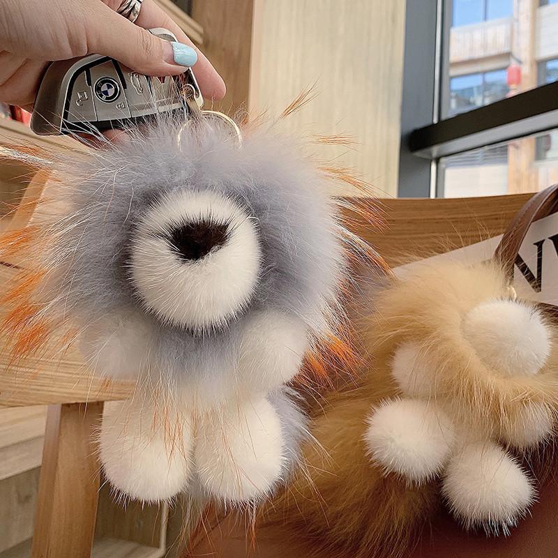 Keychains Plush Keychain Cute Mini 100% Little Lion Bag Ornaments Car Decoration Soft Animal Toys Dolls For Chil